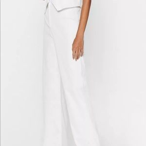 NWT Nastygal Wide Leg Tailored Trousers White Size 8